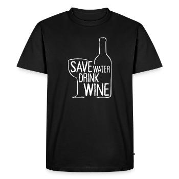 Save Water Drink Wine Wine Drinker Wine Saying - Men's Premium Organic T-Shirt - black - Front - Nico (187cm)