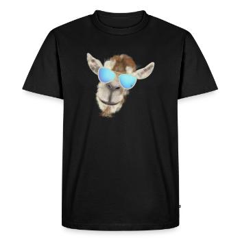 Tête de chèvre décontractée avec lunettes de soleil - T-shirt Premium bio Homme - noir - Devant - Nico (187cm)