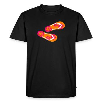 Slippers Hibiscus Flip Flops Summer Holiday Fun - Men's Premium Organic T-Shirt - black - Front - Nico (187cm)