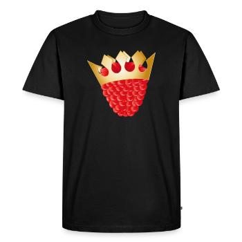 framboise rouge juteuse avec une couronne dorée - T-shirt Premium bio Homme - noir - Devant - Nico (187cm)