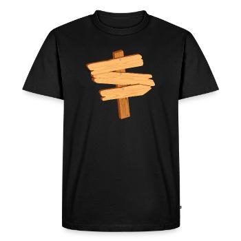 Ancien panneau de signalisation en bois pour son propre marquage - T-shirt Premium bio Homme - noir - Devant - Nico (187cm)