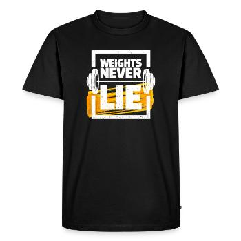 Weights dumbbell training gym bodybuilding - Men's Premium Organic T-Shirt - black - Front - Nico (187cm)