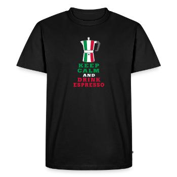 Keep Calm and Drink Espresso design / idée cadeau - T-shirt Premium bio Homme - noir - Devant - Nico (187cm)