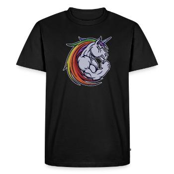 Formation musculaire motivation licorne gym - T-shirt Premium bio Homme - noir - Devant - Nico (187cm)