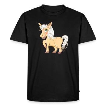 magical cute pony radiant and laughing - Men's Premium Organic T-Shirt - black - Front - Nico (187cm)