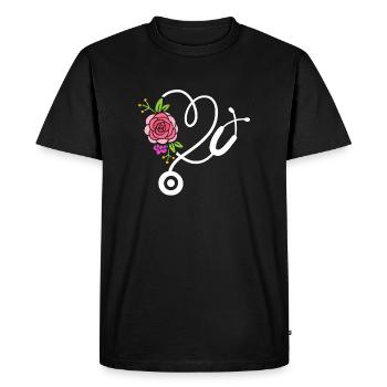 Stéthoscope Médecin Infirmière - T-shirt Premium bio Homme - noir - Devant - Nico (187cm)