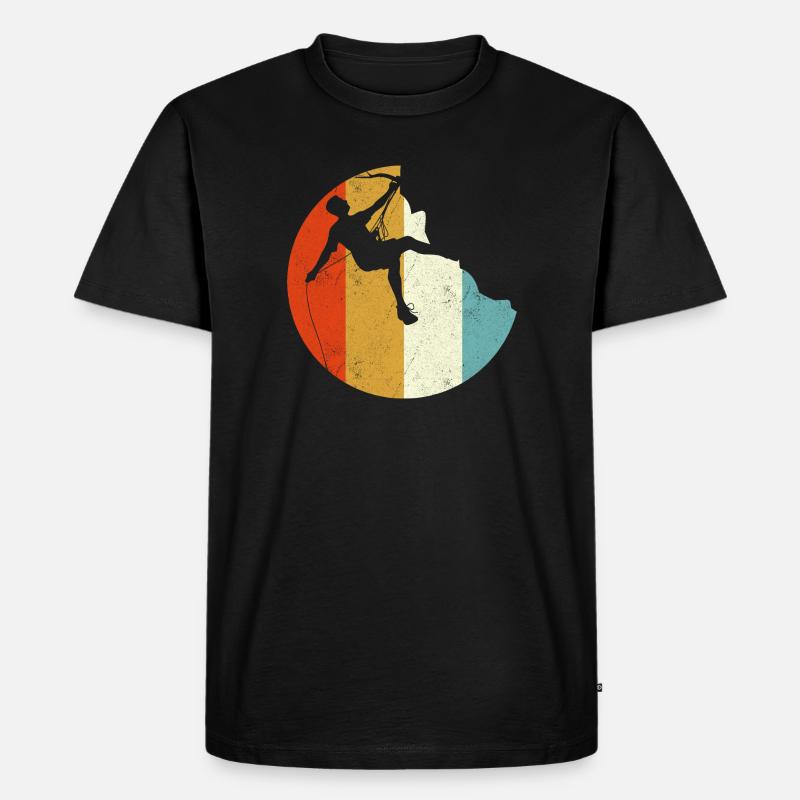 Climber Silhouette on Rainbow Gradient Globe - Men's Premium Organic T-Shirt - black