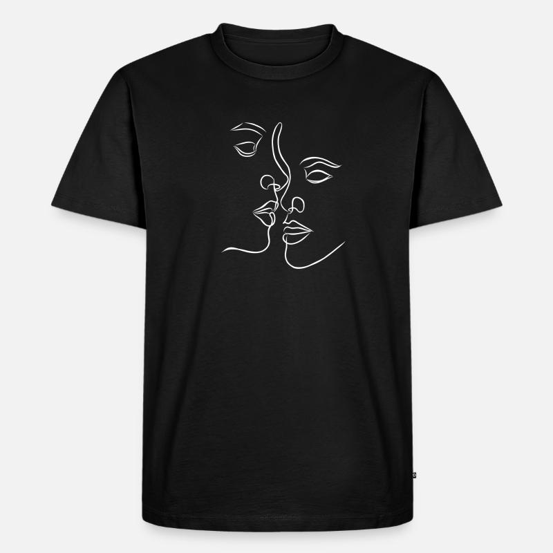 Verliebte Gesichter - Männer Premium Bio T-Shirt - Schwarz