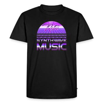 80s Neon Retro Synthwave Musique Electronic Wave - T-shirt Premium bio Homme - noir - Devant - Nico (187cm)