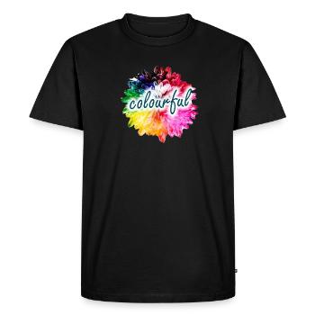 Explosion des couleurs des fleurs arc-en-ciel - T-shirt Premium bio Homme - noir - Devant - Nico (187cm)