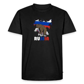 Russie conception de l’ours avec carte et drapeau - T-shirt Premium bio Homme - noir - Devant - Nico (187cm)