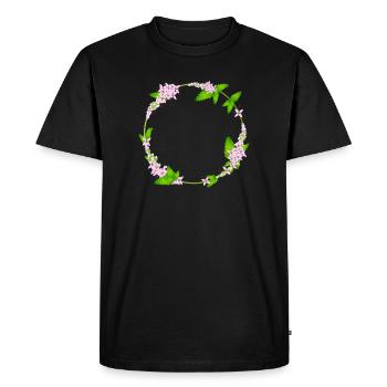 fresh mint leaves and mint flowers as a frame - Men's Premium Organic T-Shirt - black - Front - Nico (187cm)