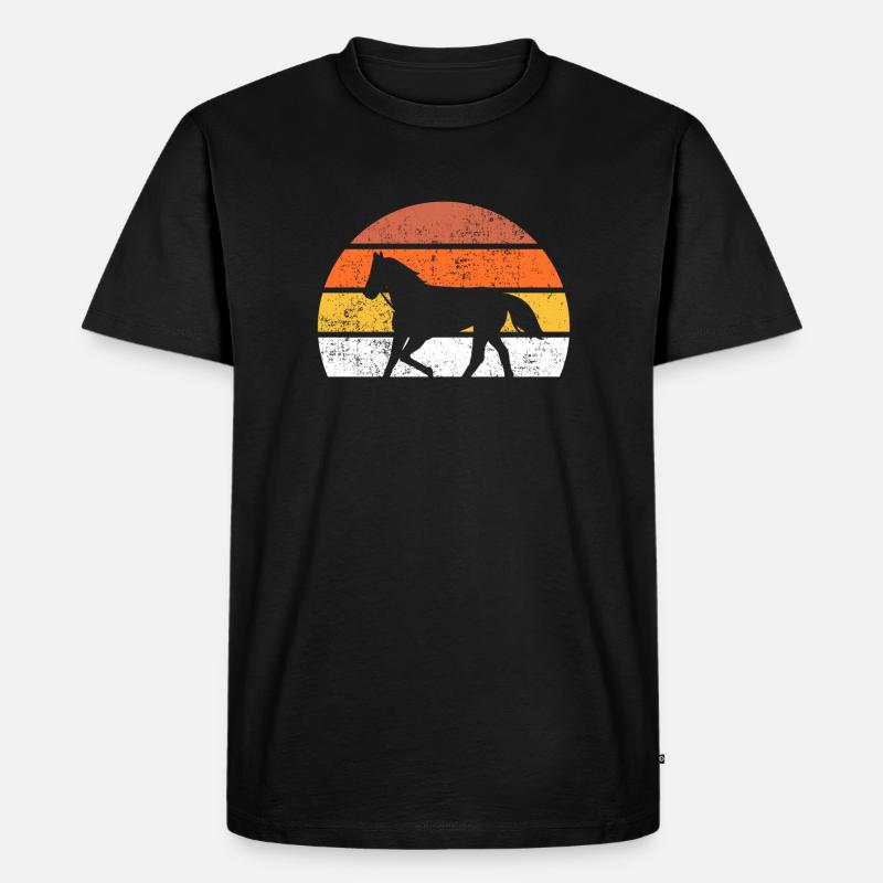 Pferd Retro - Männer Premium Bio T-Shirt - Schwarz