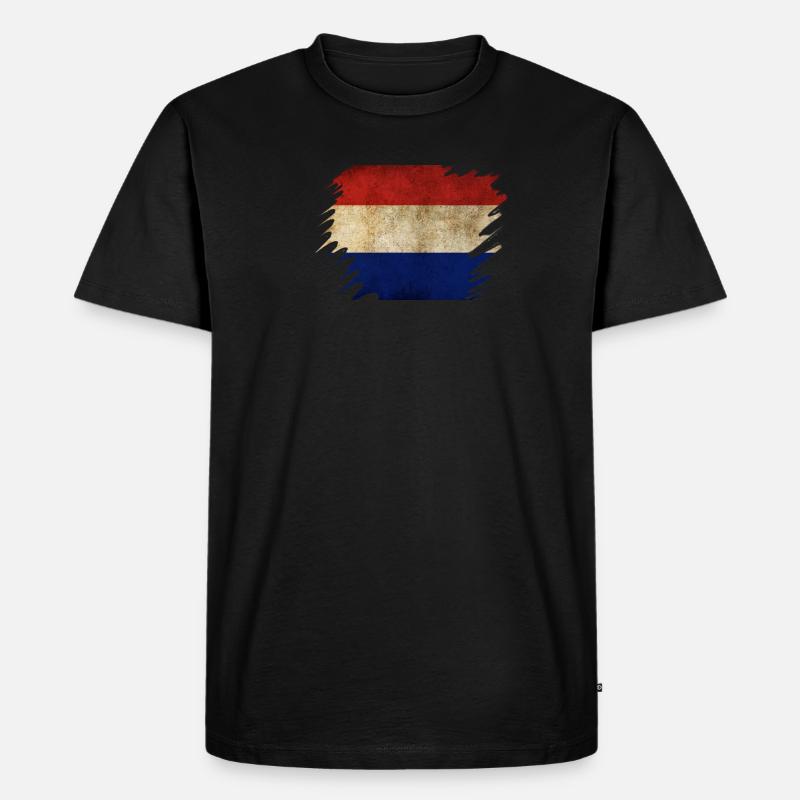 Grunge Holländisches Flaggendesign - Männer Premium Bio T-Shirt - Schwarz