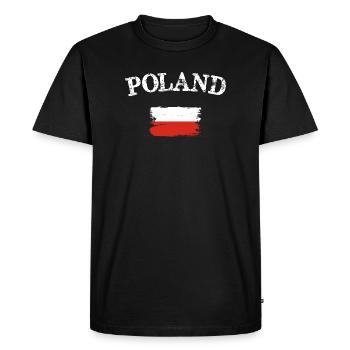 Pologne Drapeau Pinceau Art - T-shirt Premium bio Homme - noir - Devant - Nico (187cm)