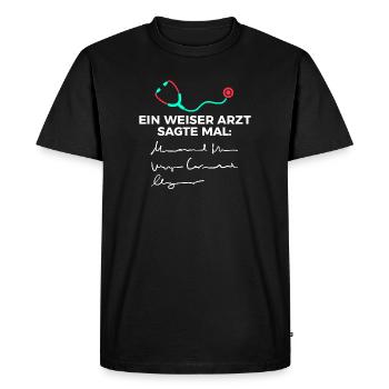 Docteur docteur drôle disant spécialiste médecin assistant - T-shirt Premium bio Homme - noir - Devant - Nico (187cm)