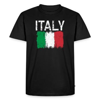 Drapeau Italien au coup de pinceau - T-shirt Premium bio Homme - noir - Devant - Nico (187cm)