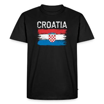 Croatia Brush Flag Crest - Men's Premium Organic T-Shirt - black - Front - Nico (187cm)