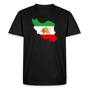 Iran Flag Lion and Sun - شیر خورشید پرچم - Men's Premium Organic T-Shirt - black - Front - Nico (187cm)