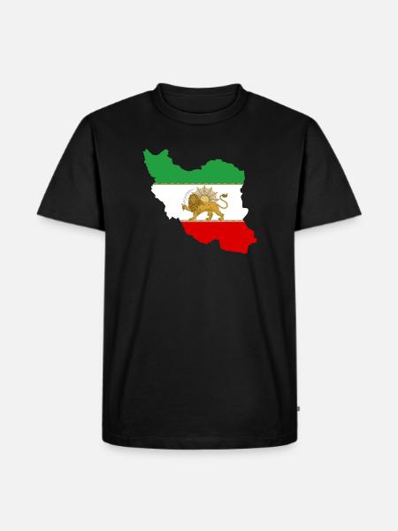 Drapeau iran Lion et Soleil - شیر خورشید پرچم - T-shirt Premium bio Homme - noir