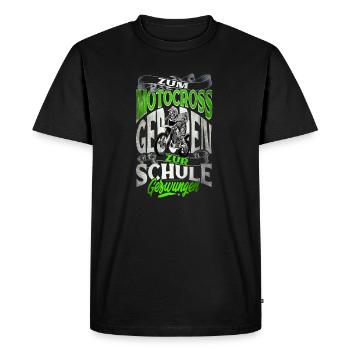 Né au motocross forcé à l'école - T-shirt Premium bio Homme - noir - Devant - Nico (187cm)