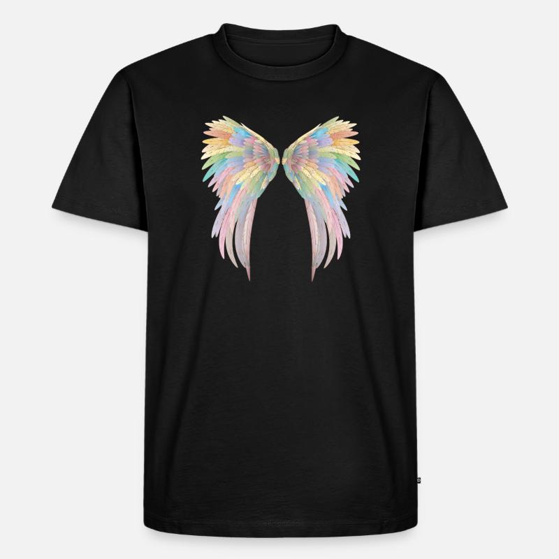 Wunderschöne pastellfarbene Engelsflügel - Männer Premium Bio T-Shirt - Schwarz