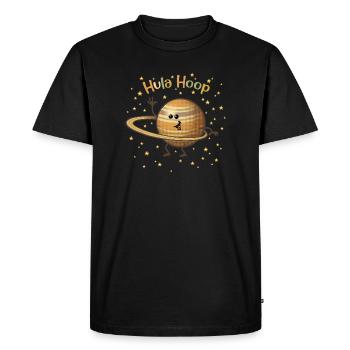 Saturne joue avec ses anneaux - T-shirt Premium bio Homme - noir - Devant - Nico (187cm)