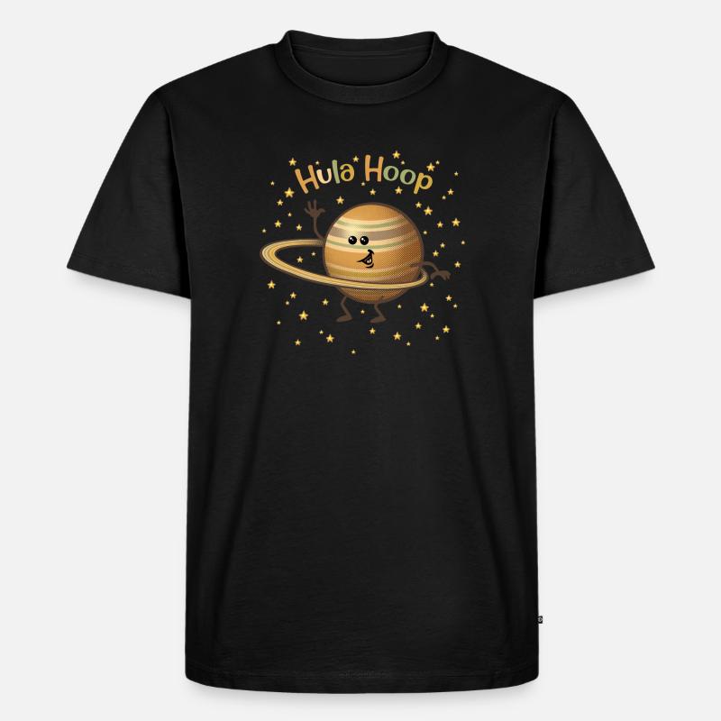 Saturn spielt mit seinen Ringen - Männer Premium Bio T-Shirt - Schwarz