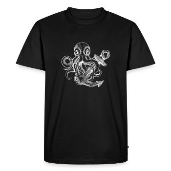 Kraken Anchor North Sea Sailor Northern Lights - Men's Premium Organic T-Shirt - black - Front - Nico (187cm)