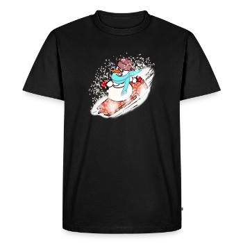 Snowman with scarf and snowboard - Men's Premium Organic T-Shirt - black - Front - Nico (187cm)