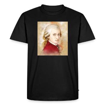 Wolfgang Amadeus Mozart dans un style aquarelle - T-shirt Premium bio Homme - noir - Devant - Nico (187cm)