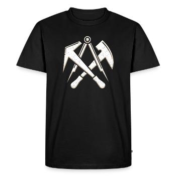 Symbole de la guilde des couvreurs dans un look grunge 3D cool - T-shirt Premium bio Homme - noir - Devant - Nico (187cm)