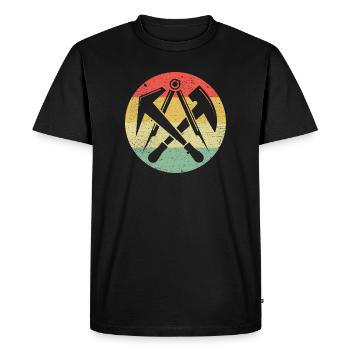 Icône de la guilde des couvreurs sur les couleurs rétro vintage - T-shirt Premium bio Homme - noir - Devant - Nico (187cm)