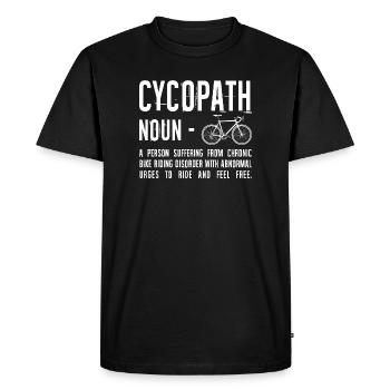 Distressed Bicycle Text Art - Men's Premium Organic T-Shirt - black - Front - Nico (187cm)