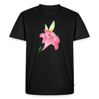 pink lily bloom with two buds - Men's Premium Organic T-Shirt - black - Front - Nico (187cm)