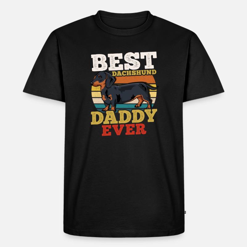 Dackel Hundevater Retro - Männer Premium Bio T-Shirt - Schwarz