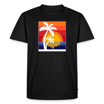 Palm trees Caribbean summer sun beach sea time out - Men's Premium Organic T-Shirt - black - Front - Nico (187cm)