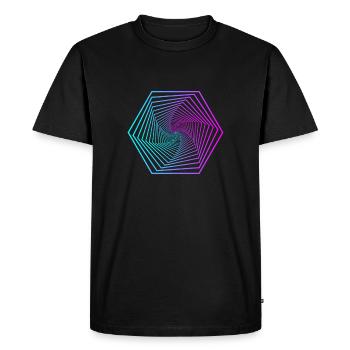 Neon Polygon Spiral Gradient - Men's Premium Organic T-Shirt - black - Front - Nico (187cm)