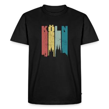 Cologne Skyline Cathédrale De Cologne Rétro Vintage Koelsch Cologne - T-shirt Premium bio Homme - noir - Devant - Nico (187cm)