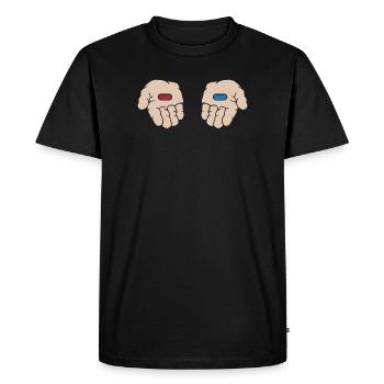 Pilule Rouge Pilule Bleue - T-shirt Premium bio Homme - noir - Devant - Nico (187cm)