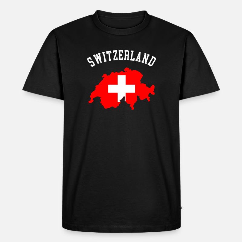 Schweizer Flaggenkarte - Männer Premium Bio T-Shirt - Schwarz