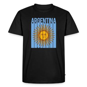 flag of Argentina t-shirt design sol de mayo - Men's Premium Organic T-Shirt - black - Front - Nico (187cm)