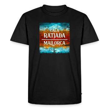 Festive Mallorca fan design - Men's Premium Organic T-Shirt - black - Front - Nico (187cm)
