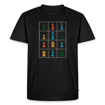 Pièces d’échiquier d’échiquier - T-shirt Premium bio Homme - noir - Devant - Nico (187cm)