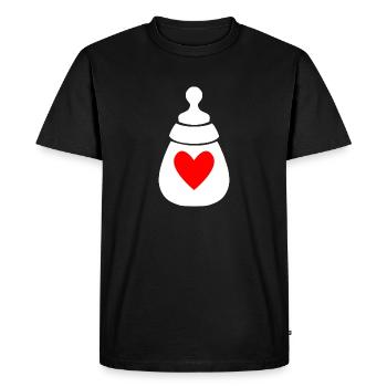 Bouteille de lait avec coeur - T-shirt Premium bio Homme - noir - Devant - Nico (187cm)