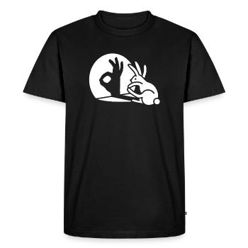 Lapin main d’ombre OK signe de geste Ok pico bello - T-shirt Premium bio Homme - noir - Devant - Nico (187cm)