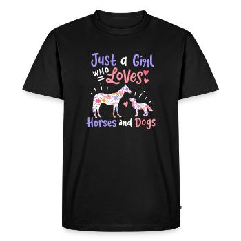 Cheval Chien Amoureux des chevaux Amoureux des chiens - T-shirt Premium bio Homme - noir - Devant - Nico (187cm)