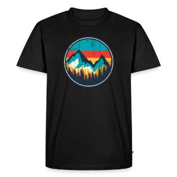 Coucher de soleil de la montagne Aurora Ridge - T-shirt Premium bio Homme - noir - Devant - Nico (187cm)