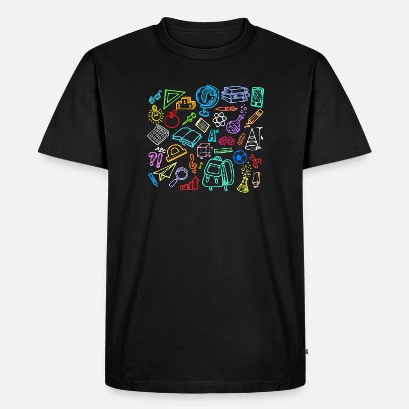 Schule Lernen Pauken Schulstart Schulanfang - Männer Premium Bio T-Shirt - Schwarz