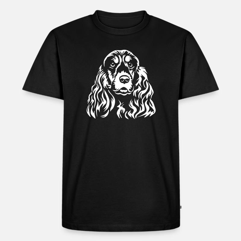 Cocker Spaniel Kopf "Black Edition" - Männer Premium Bio T-Shirt - Schwarz